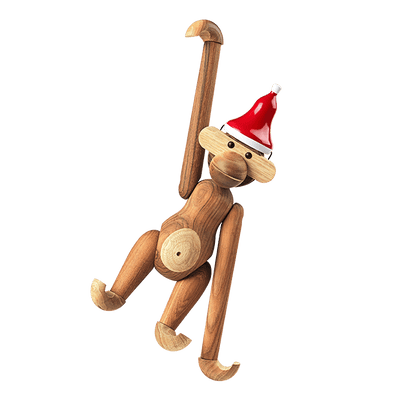 Kay Bojesen Monkey with Santa's Cap, medium, Teak/Limba