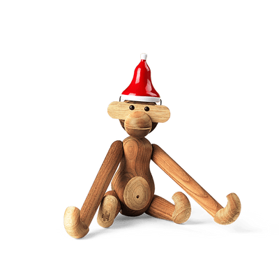 Kay Bojesen Monkey with Santa's Cap, medium, Teak/Limba