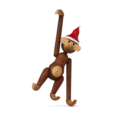 Kay Bojesen Monkey with Santa's Cap, Small, Teak/Limba