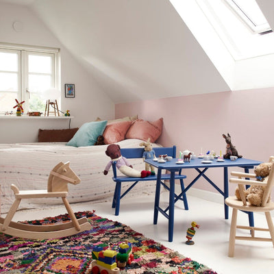 FDB Møbler P11 Children's Bench, Solid Blue Painted Beech