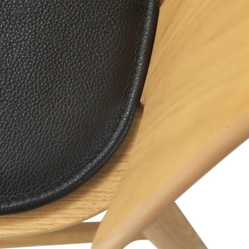 FDB Møbler R5 Nøje Seat Cushion, Black Leather, Fits J67