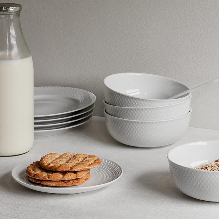 Lyngby Porcelæn Rhombe Dinnerware Set for 4, White, 12 pcs. – rosendahl.com