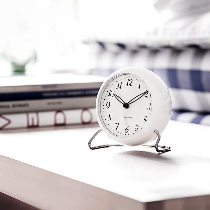 新品未使用　< Arne Jacobsen >TABLE CLOCK ホワイト Arne Jacobsen LK Table Clock, White, Ø: 4.3