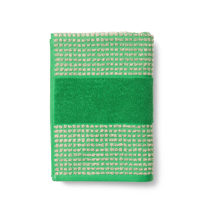 JUNA Check Towels Set, Green/Sand, 3 Pcs.