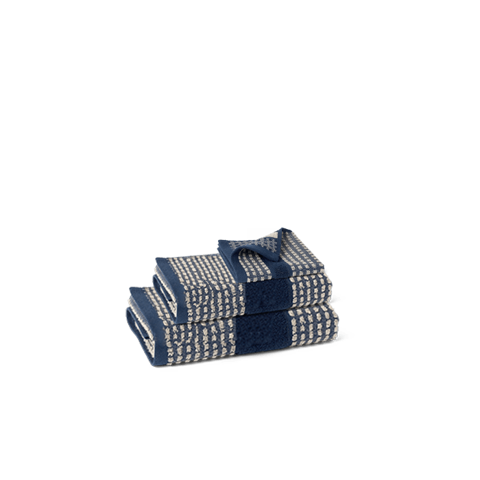 JUNA Check Towels Set, Dark Blue/Sand, 3 Pcs.