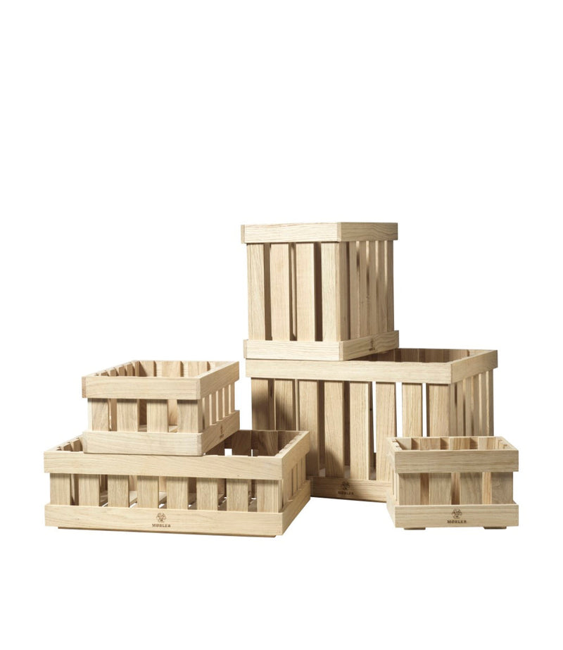 FDB Møbler X1 Æbletoft Apple Box, Natural Untreated Oak, Size 3