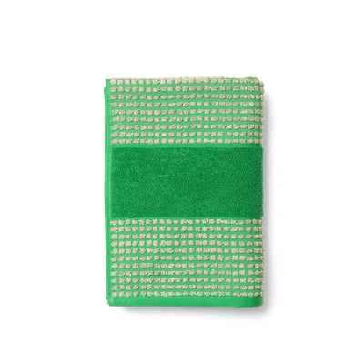 JUNA Check Towels Set, Green/Sand, 6 Pcs.