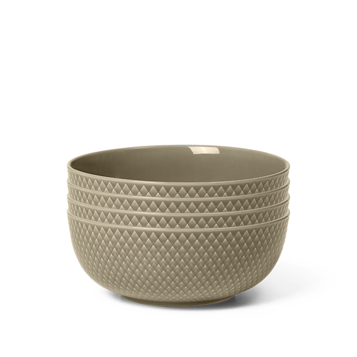 Lyngby Porcelæn Rhombe Earth Bowl, Clay, 4 Pcs.