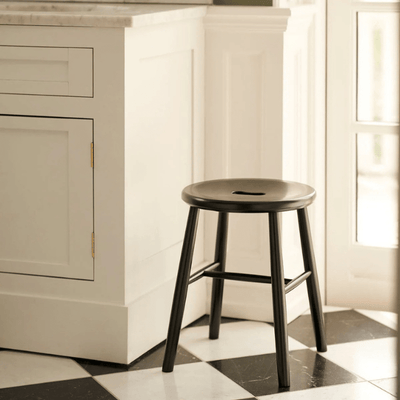 FDB Møbler J27 Stool, Jet Black Painted Beech